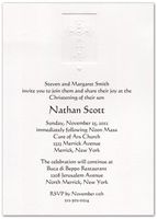 White Embossed Cross Baptism Christening Invitations - Set of 20