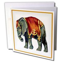 3dRose Framed Victorian Circus Elephant - Greeting Cards, 6 x 6 inches, set of 12 (gc_39610_2)