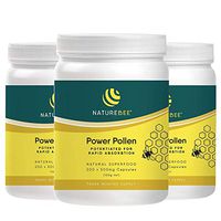  Naturebee Potentiated Power Pollen 3 x 200 Capsules Supply. Bee Pollen