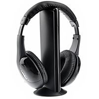 MH2001 5-in-1 Hi-Fi S-XBS Wireless Headphone with FM Radio & Wireless Monitoring for TV/PC /MP3 /CD/DVD (Black)