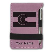 Mini Notepad, Flag of Colorado, Personalized Engraving Included (Pink)