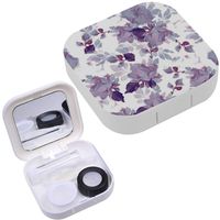 Portable Contact Lens Case Box Travel Kit Mirror + Bottle + Tweezers Container Holder [ Beautiful Floral Design ]