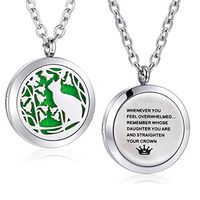AZORA Stainless Steel Aroma Therapy Aromatherapy Essential Oil Diffuser Necklace Locket Pendant Daughter Necklace
