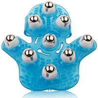 Boseen Hand Held Massager for Muscle Back Neck Joint Foot Shoulder Leg Pain Relief - Palm Shaped Massage Glove Full Body Massage Tool with Roller Ball Massager Essential Oils with Portable Design Blue