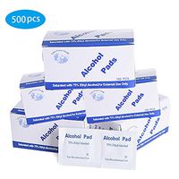 Wanapure 500pcs Disposable Alcohol Prep Pads, 75% Alcohol Disinfectant Cotton Slices, Sterile Gauze Pads Wrapped Swap Pad Wet Wipe Portable Skin-Prep Protection Wipes Cloth for Skin, Glasses, Phone