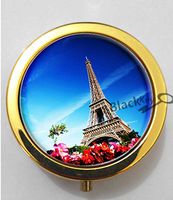 BlackKey Eiffel Tower Paris France Landscape Scenic Spot 3-Compartment Decorative Pocket Gift Box Case Organizer for Pill, Color 2-225