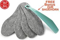 Felt Women's Insoles, Soft, Warm and Dry Insoles, Winter Boot Inserts, Size 8, 4 mm Thick Insoles, 2 Pairs Pack, Dark Gray, Free Bonus – Green Shoehorn, 802219