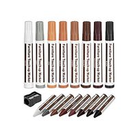 17pcs Furniture Repair Kit with Sharpener 8 Touch Up Marker 8 Filler Wax Sticks for Stains, Scratches,Floors,Tables,Desks,Carpenters, Bedposts,Touch Ups,Cover Ups, Molding Repair