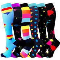 Compression Socks Women & Men 20-30 mmHg (1/3/6 Pairs), Best Athletic & Medical Running Flight Travel Pregnant (02-Blue/Purple/Color/Navy/Black/Black（6 Pairs）, Large/X-Large)