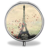 IMLONE Pill Organizer, Customized Eiffel Tower Pill Boxes with 3 Components and Mirror for Travelling and Daily Needs