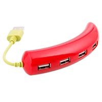 High Speed USB 2.0 Hub 4 Port Splitter Cable Adapter Creative Extender Adorable Fruit Vegetable Shape Design Portable Pattern for PC Mac Laptop Notebook (Pepper)