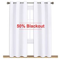 NICETOWN Window Treatment Curtain Set - 50% Light Reducing Curtains for Living Room, Curtain Panels for Patio Door (2 Panels, 42 inches x 84 inches, Pure White)