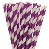 Purple Striped Paper Straws - Purple - Striped (50)