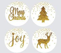 48pack White Merry Christmas Joy Deer Tree Assortment Stickers Labels Envelope Decorative Seals -1.5inch