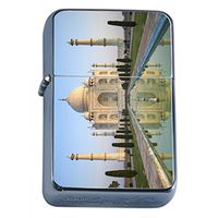 Famous Landmark The Taj Mahal India Flip Top Oil Lighter S4 Smoking Cigarette Smoker Includes Silver Case