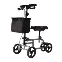 EGCLJ Knee Rollator Walker with Seat Wheel, Steerable Knee Walker with Brakes, Fold Down Handle Adjustable Height Drive Single Leg Rehabilitation Walker