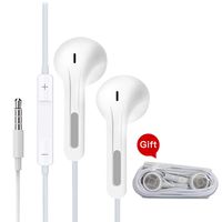 Headphone Earphone Earbuds with Microphone and Remote Control for iPhone Samsung Huawei Android Smartphones Tablets and More(White)