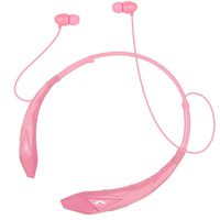 Bluetoot Headphones, Pianogic Wireless Neckband Headset Call Vibrate Alert Noise Cancelling Mic Magnetic Earbuds Wireless Neckband Headphone for Cell Phone - Pink