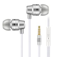 Jies Wired Earphones in Ear Headphones Noise Cancelling Earbuds Bass Stereo Headsets with Microphone & Volume Control & Remote for iPhone Android iPod iPad Mp3 Tablet Laptop (Silvery)
