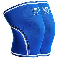 Mava Sports Knee Compression Sleeve Support for Men and Women with Perfect 7mm Neoprene Material for Powerlifting, Weightlifting, Body Building, Gym Workout, WOD and Squats (Blue, Medium)