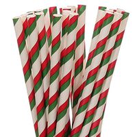 Biodegradable Paper Straws Red Green And White Striped (25)