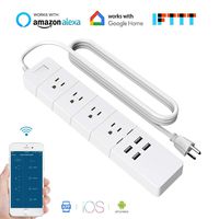 Smart Power Strip WiFi AOFO Multiple Outlet Surge Protector 4 Smart Plugs and 4 USB Ports，Remote Control Timing Schedule Compatible with Alexa Echo, Google Home and IFTTT