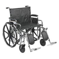 Drive Medical Sentra Extra Heavy Duty Wheelchair with Various Arm Styles and Front Rigging Options, Black, Bariatric, 24 Inch