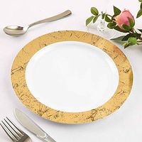 Efavormart 20 Pack 10" White Disposable Round Dessert Salad Plates with Gold Marble Hot Stamped Rim For Wedding Banquet
