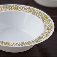 BalsaCircle 30 pcs 12 oz White with Gold Trim Plastic Round Bowls - Disposable Wedding Party Catering Tableware