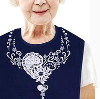 Classy Pal, Adult Bibs for Women, Clothing Protectors for Eating, Senior Adult Bib Terry Cloth Crumb Catcher, Embroidered Design, Waterproof, Reusable, Washable (Lace Necklace)