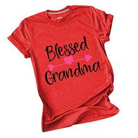 Meikosks Women's Fashion Cute Printed T Shirt Round Neck Short Sleeve Tops Plus Size Pullover Red