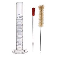 Thick Glass Graduated Cylinder Measuring Liquid Lab Hexagon Base Cylinders Come with Cylinder Brush (Glass, 50ML)