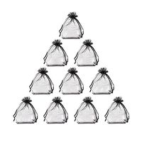 Pandahall 100pcs Black Organza Bags Mini Pouch Bags Drawstring Jewelry Bags Wedding Party Favor Gift Packing Pouches Rectangle (3.93x5.9)(10x15cm)