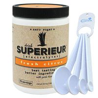 Superieur Electrolytes Hydration Electrolyte Powder with Pink Himalayan Salt 6.9 oz Bundle with a Lumintrail Measuring Spoon Set (Fresh Citrus)