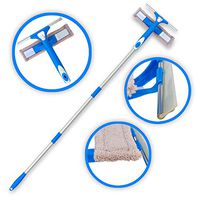 Extendable Window Cleaner with Squeegee and Spray, 3 Tools on 1 Long Extension Pole, Indoor or Outdoor Cleaning Equipment for Washing Mirror or Glass, Shower or Auto Cleaning Kit