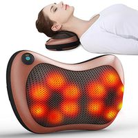 Electronic Massage Pillow Shiatsu Deep Kneading Neck Back Shoulder Massager Cushion 8 Rollers with Heat for Car, Home, Office Black