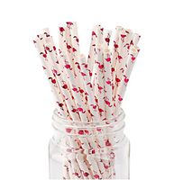 [Burgundy Flamingo] 50pcs Paper Drinking Straws Stripe Polka Dot Party Wedding Decoration Kids Birthday Baby Shower Christmas Supplies Halloween