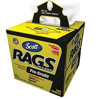 Scott Pro Grade Rags In A Box (39364), Shop Towels for Solvents & Heavy-Duty Jobs, White, 200 Wipes / POP-UP Box