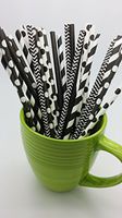 125 black and white Paper Straws - Party DIY, Mason Jars, Baby Shower, Chevron and Polka Dots