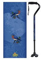 Adjustable Walking Cane Foam Handle Quad Footed Four Pointed Cane Tip Bluebird Design