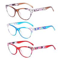 Readers 3 Pack of Thin and Elegant Womens Reading Glasses Spring Hinge with Beautiful Patterns for Ladies (Multi Color, 150)