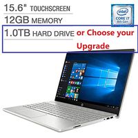 HP Pavilion 15 15.6" IPS Touchscreen Full HD (1920x1080) Business Laptop - 8th Gen Intel Quad-Core i7-8550U, 12GB DDR4, 1TB HDD, USB/Type-C, FHD IR Webcam, Ethernet RJ-45, Windows 10, More Upgrade