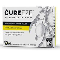 Morning Sickness Relief Nose Clips by CureEze - Portable, Natural Remedy for Pregnancy Morning Sickness, Dizziness, Aromatherapy-Lemon Essential Oil, Non-GMO (1 Pack of 6 Clips)