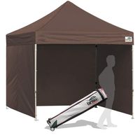 Eurmax 8x8 Feet Ez Pop up Canopy Tent, Pop-up Instant Tent, Outdoor Canopies Commercial Gazebo with Sidewalls Bonus Roller Bag (Cocoa)