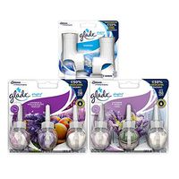 Bundle. Glade PlugIns Scented Oil Refill, Lavender & Peach Blossom (Pack of 3) with Glade PlugIns Scented Oil Refill Lavender & Vanilla (Pack of 3) and Glade PlugIns Scented Oil Warmer (Pack of 2)