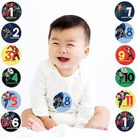 DC Comics Baby Boys Justice League Monthly Milestone Photo Prop Belly Stickers, 12 Sticker Gift Set, 0-12M