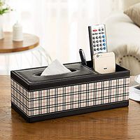 T-ZJHC Multi-Function Tissue Box Desktop Living Room Coffee Table, Long 2 Grid - British Plaid