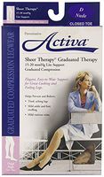 Activa Sheer Therapy 15-20 mmHg Thigh High Closed Toe with Lace Top Stockings, Nude, Size D