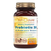 Sun Pure Premium Quality Probiotic 13 Strains 30 Billion Veggie Capsules Glass Bottle 60 Count Per Bottle - Restores The Natural Balance of Good Bacteria - Supports Digestive and Immune Health
