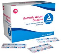 Dynarex Adhesive Bandage, Butterfly Fab, Large, 1/2 Inches X 2.75 Inches Sterile, 100 Count (Pack of 3)
